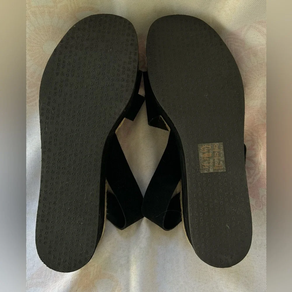 Rag & Bone Megan Espadrille Black Size 40  Sandals Suede Platform Shoes